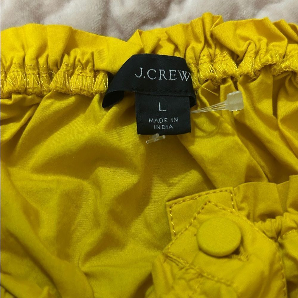 J. Crew Bright Yellow Ruched Ruffle Crop Top - Picture 4 of 7